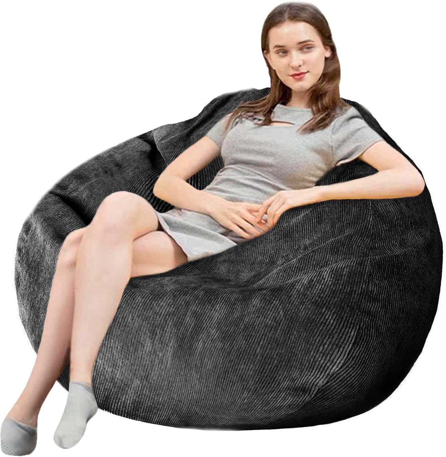 Bean Bag Chairs Adults High-Rebound Memory Foam No Filler Lazy Sofa for Living Room Bedroom College Dorm
