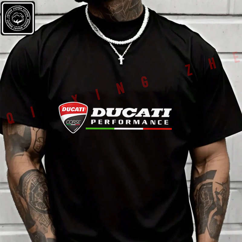 新しいオートバイ Tシャツバイク Ducati Corse-Performance コットンアドベンチャー Tシャツメンズファッション夏カジュアルラウンドネックトップ Tシャツ