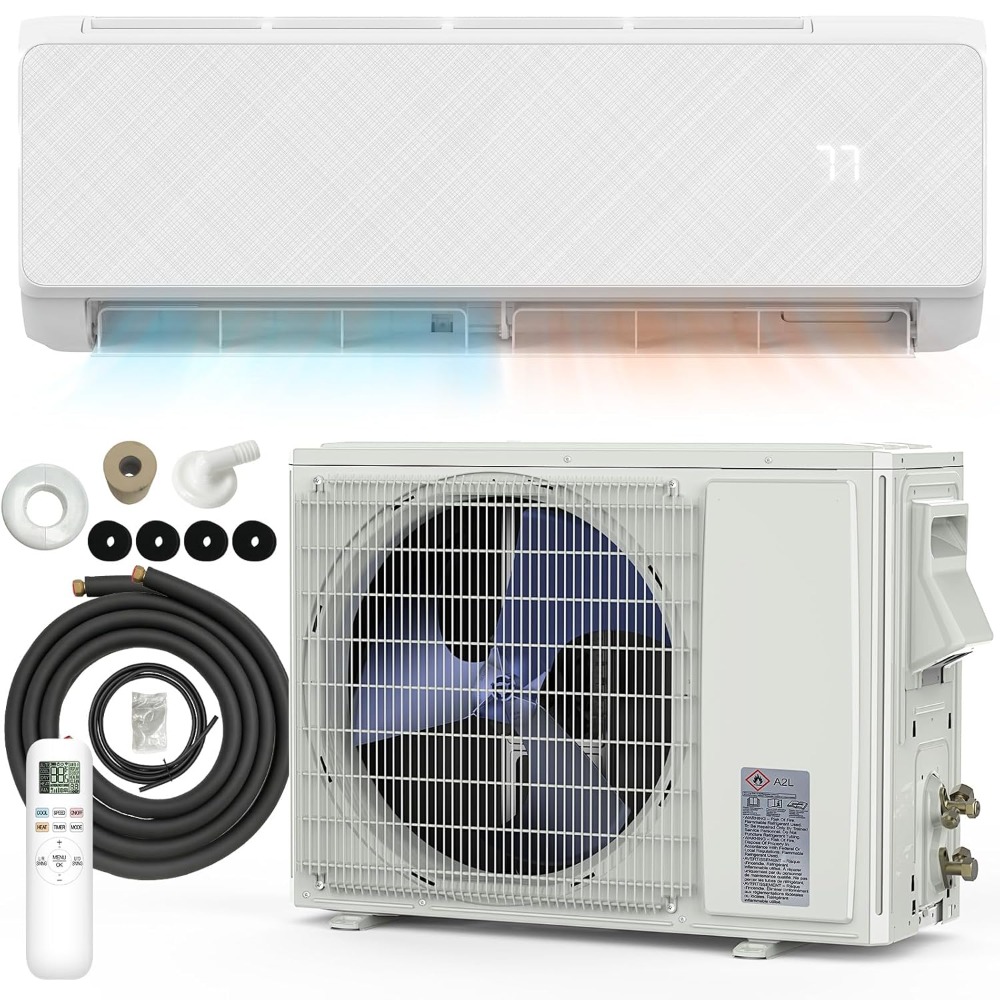 18000 BTU ミニ分割 AC/暖房システム 19 SEER2 230V ダクトレスエアコンインバーター ユニット、ヒート ポンプ付き、カスタム
