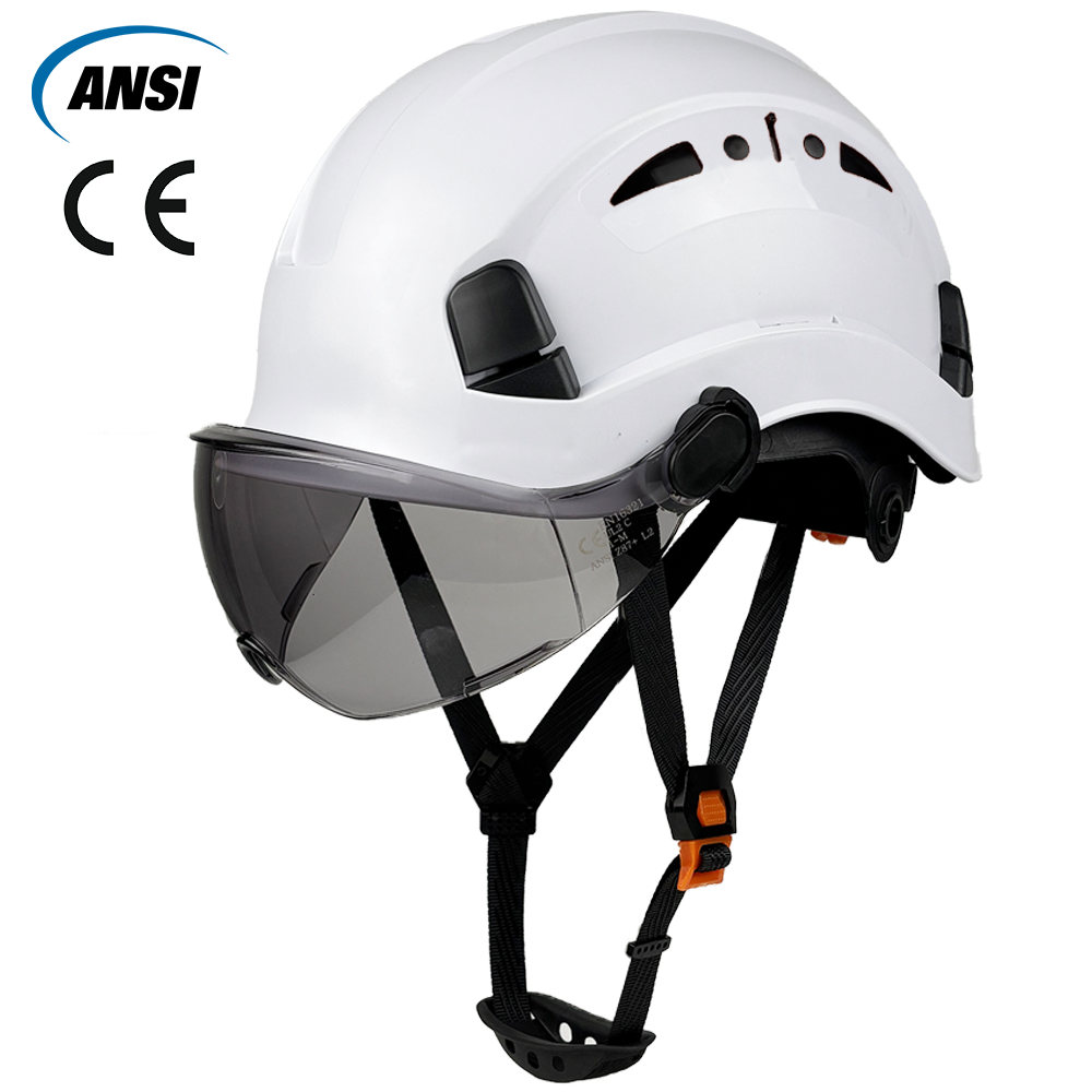 CE 建設安全ヘルメットサンバイザーゴーグル ABS ハードハット調節可能な換気ヘルメット現場作業頭部保護