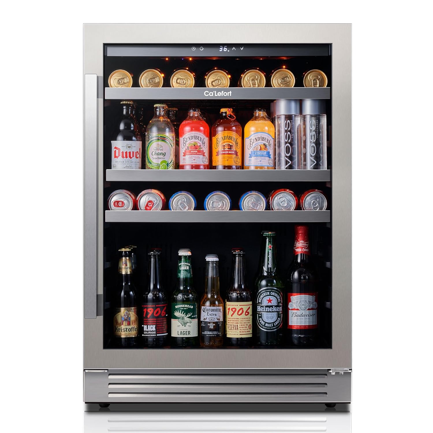 24 インチ 180 缶飲料冷蔵庫 34-54°F 内蔵自立ガラスドア 3 LED ホームキッチン 5.65 立方フィート、カスタム