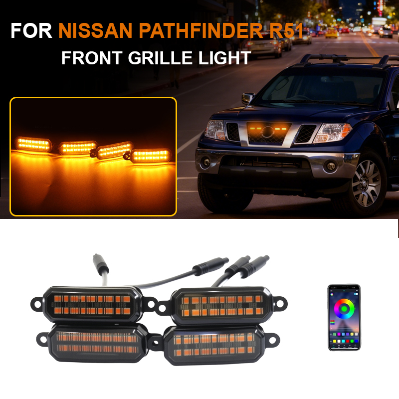 LED フロントグリルライト日産パスファインダー R51 旧型車デイタイムランニングライトホイール眉毛ランプピックアップオフロード 12V