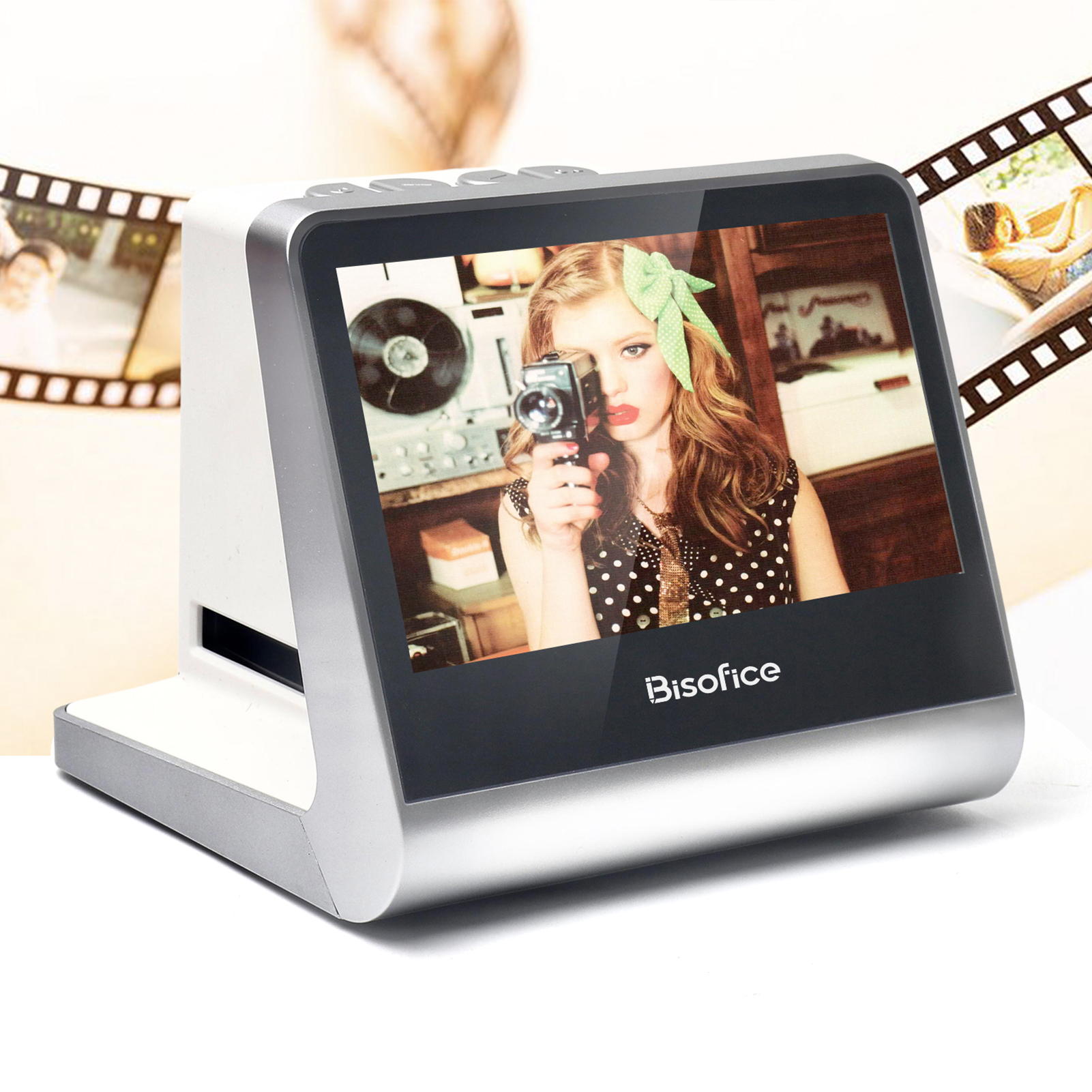 Bisofice フィルムおよびスライド スキャナー 5 インチ LCD スクリーン、135 フィルム/126KPK /110 フィルム/スーパー 8/モノクロ/スライドからデジタル JPEG 写真に対応