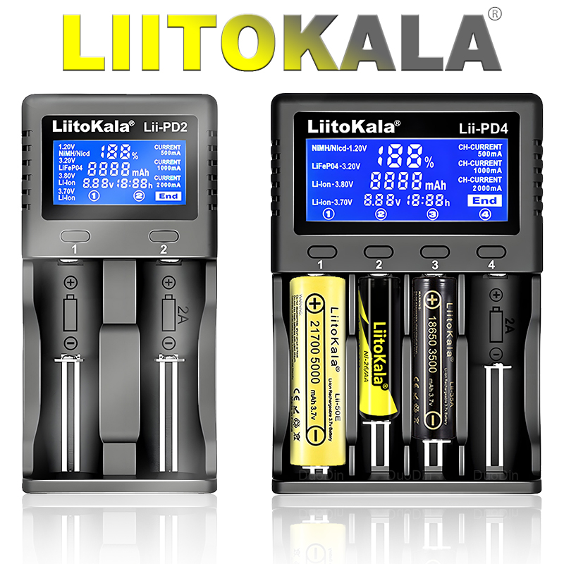 Liitokala Lii-PD4 Lii-PD2 18650 バッテリー充電器 1.2V 3.7V NiMH 26650 21700 18350 18500 14500 AA AAA LiFePO4 電池用
