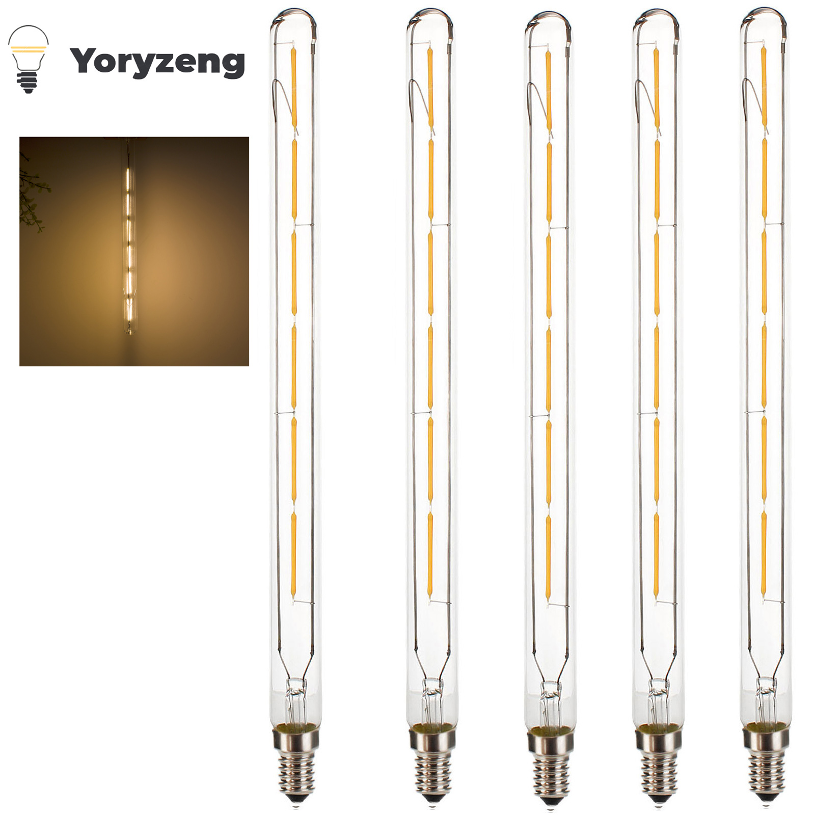 5 個 3 ワット 4 ワット 6 ワット T20 E14 LED 直管電球ヴィンテージレトロフィラメント COB 220V 240V 管状アンティークランプ 2700K 温白色ガラスシェル