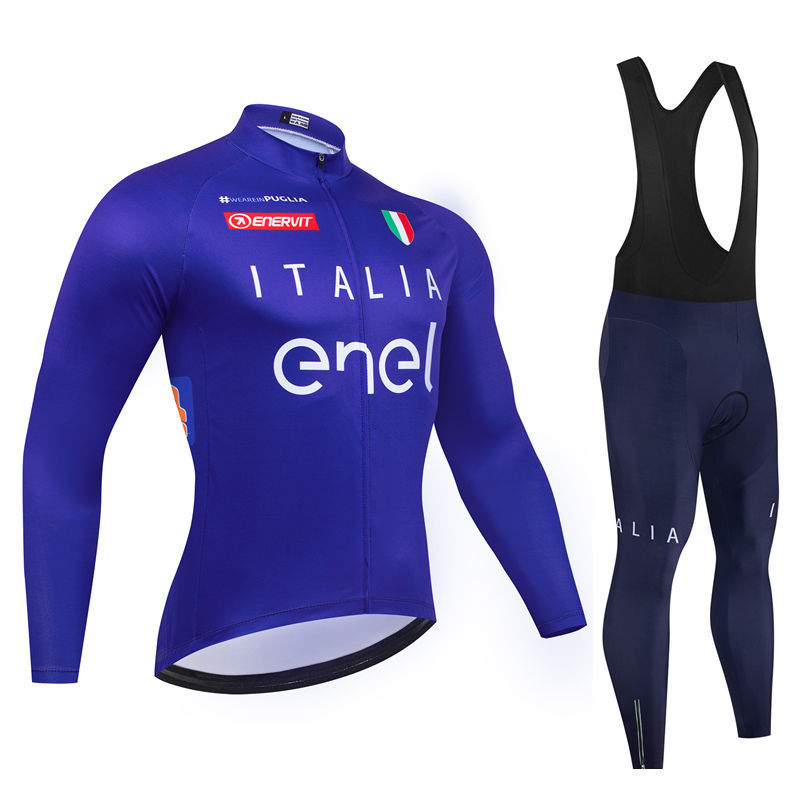 イタリア新プロチーム通気性長袖男性サイクリングジャージセット MTB バイク服秋の自転車服マイヨ Ropa Ciclismo
