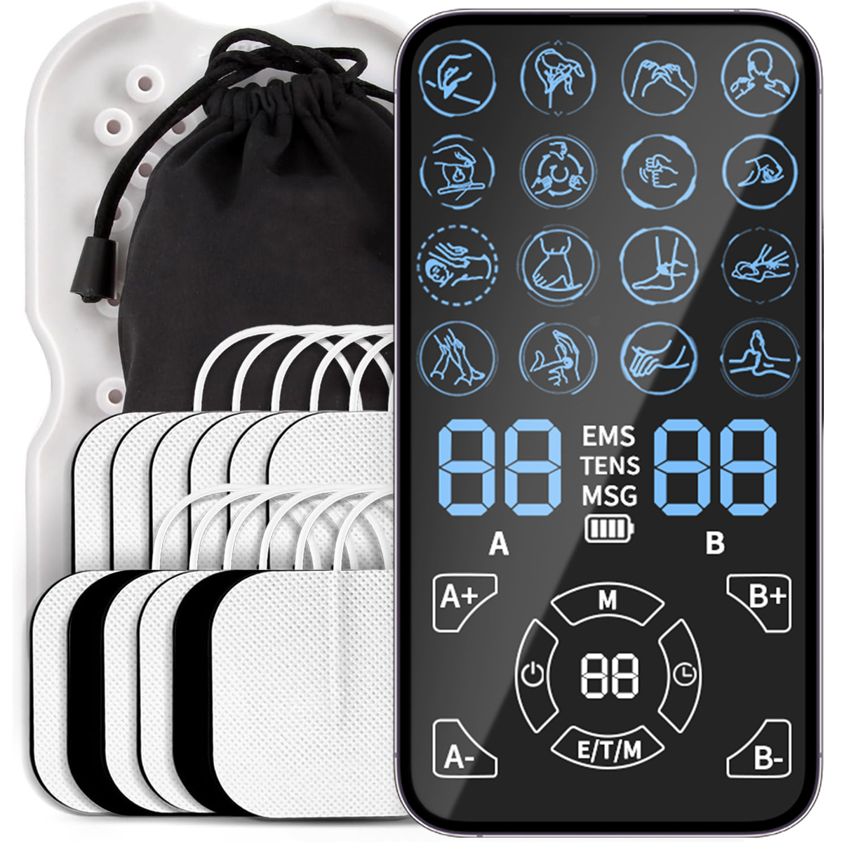 痛みを軽減する TENS ユニット EMS マッサージャー - 背中、肩、首を緩和するためのプロフェッショナルな筋肉刺激装置、フィットネス回復