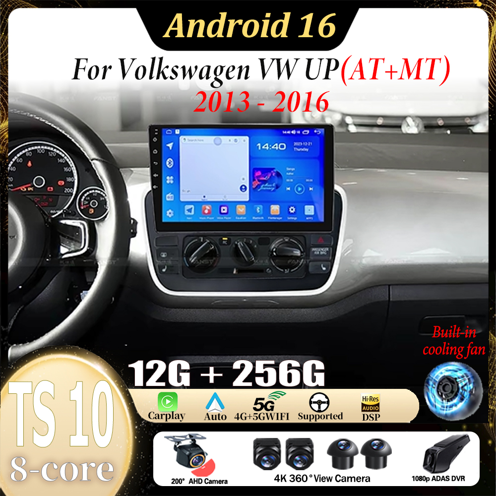 10 ''Android16 フォルクスワーゲン VW UP ハンドオートデュアルモード 2013-2016 マルチメディアラジオ AndroidAuto CarPlay GPS ナビゲーション 4 グラム BT