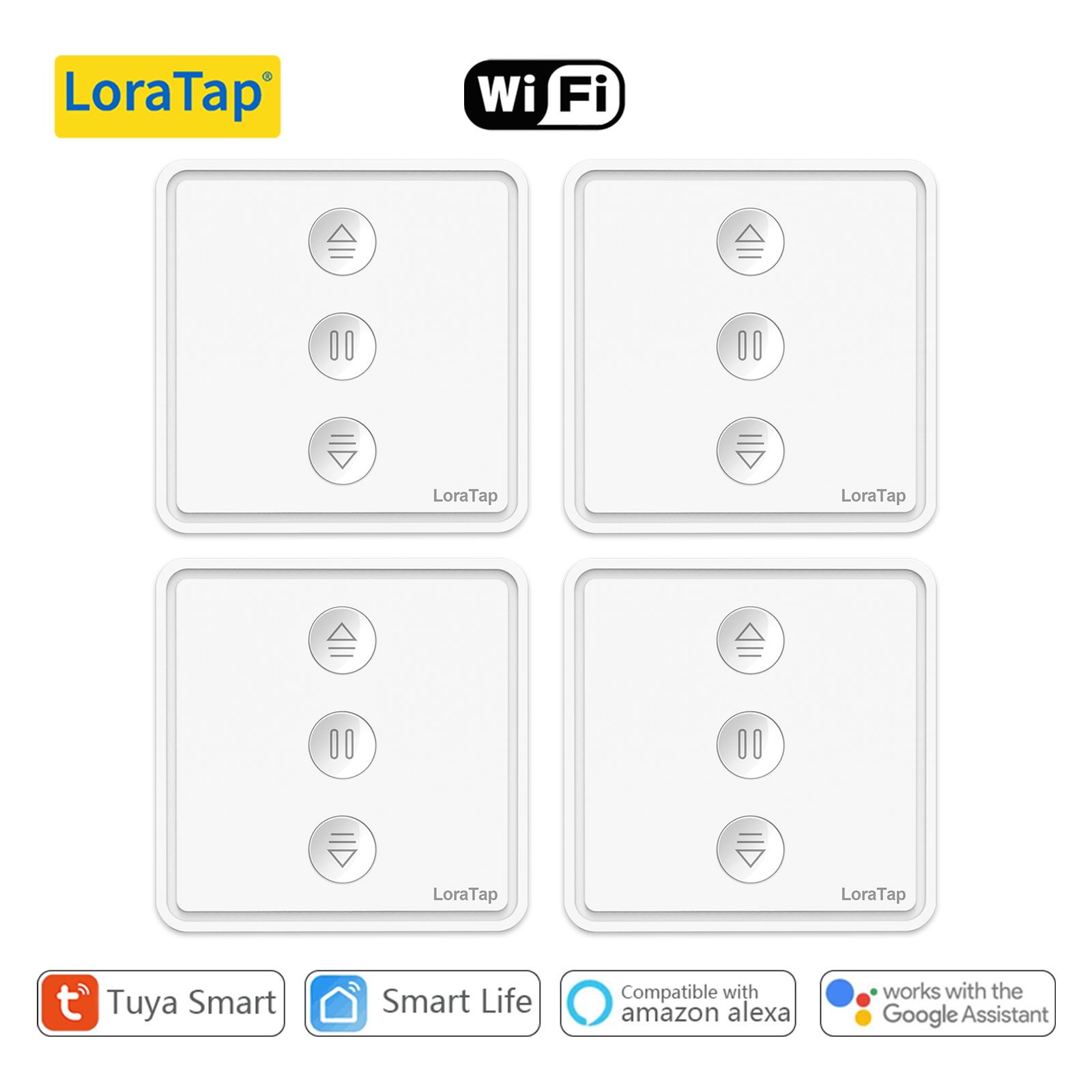 LoraTap Tuya Smart Life ローラー シャッター カーテン プッシュボタン スイッチ Google アシスタント経由のリモコン Alexa