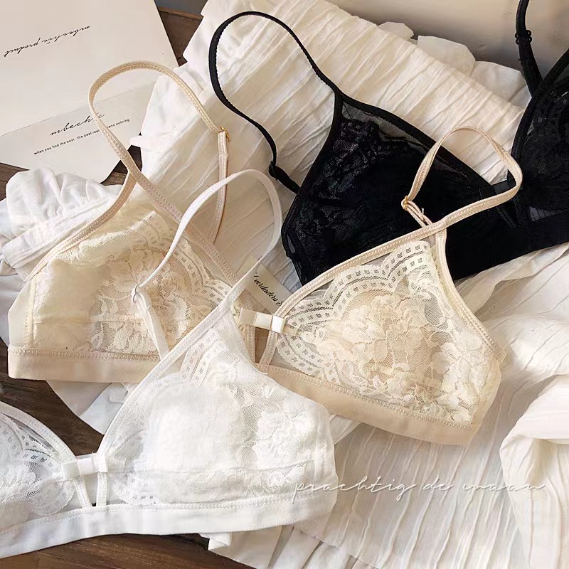 ブラジャーのみ、ワンピースシームレスブラレット、薄い綿カップリボン女性セクシーなパジャマ、ピュアカラーワイヤーフリー下着ランジェリー