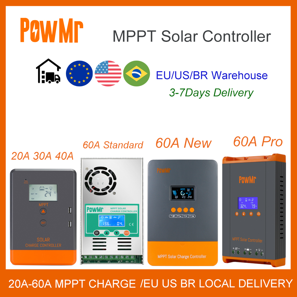 PowMr MPPT 60A 40A 30A 20A 液晶ソーラー充電コントローラ 12V 24V 36V 48V 自動車バッテリーソーラーパネルスマートレギュレータサポート Lifepo4