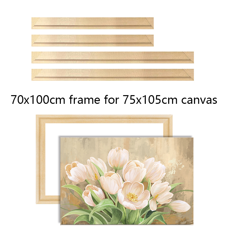 70 × 100 センチメートル木製フレーム 75 × 105 センチメートル写真用壁キャンバスフレームダイヤモンド絵画大サイズの写真ポスター壁フレーム松