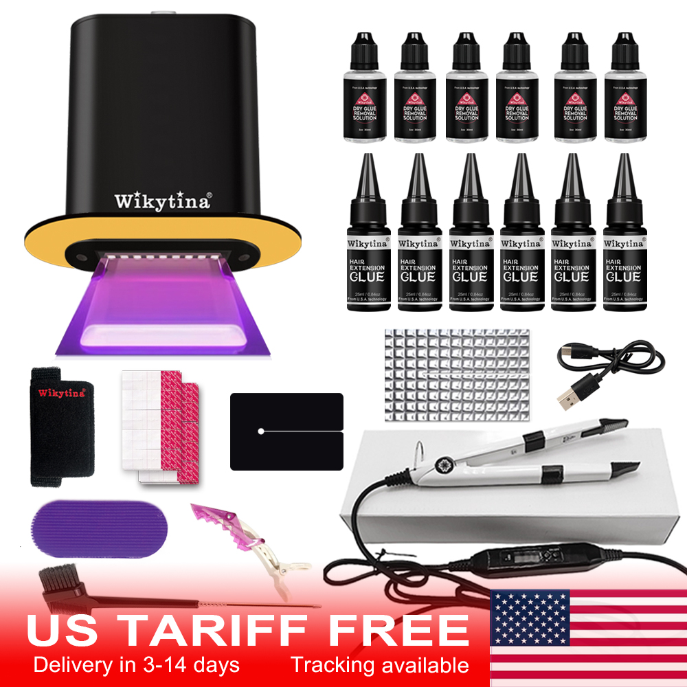 Professional V Light Hair Extension Kit with Clip-In Extensions and High-Quality UV Light Hair Extension Machine for Salon