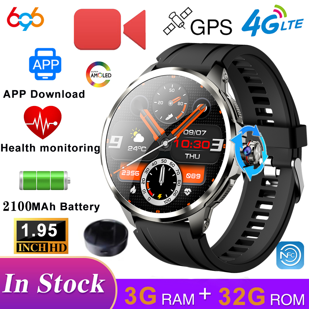 新しい 2100mAh 回転カメラ 4 グラムビデオ通話スマートウォッチ心拍数健康 GPS Wifi スポーツ防水 SIM カードスマートウォッチ NFC