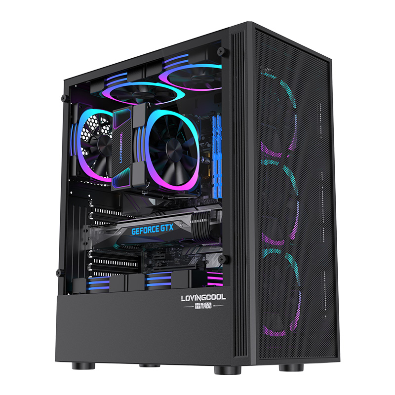 Lovingcool 高品質アルミニウムサイドガラス ATX ケースデスクトップブラックホワイトゲーミングフルタワーコンピュータケース PC 用 3.0 USB