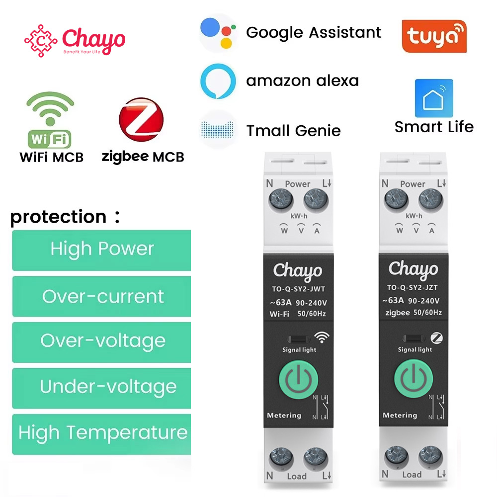 TUYA WiFi/ZigBee MCB スマートサーキットブレーカー過電流低電圧保護電力計量 1-63A リモートコントロールスイッチ
