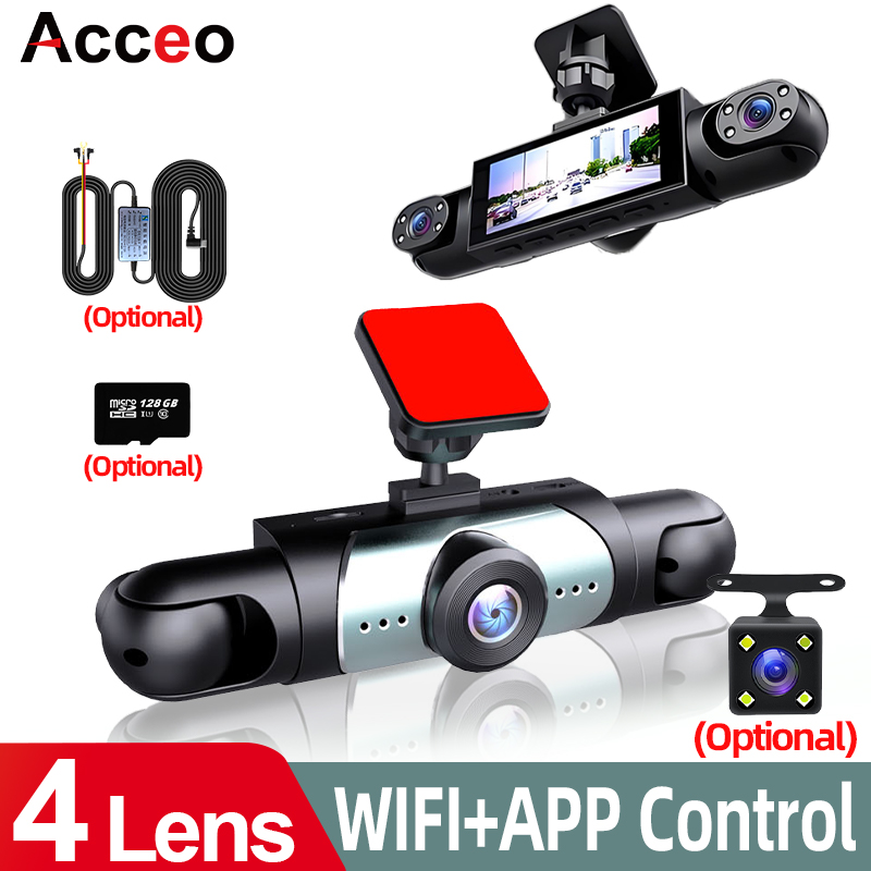 Acceo 1080P ダッシュカム フル HD ナイトビジョンサポート 4 レンズループ録画 24/7 駐車モニター オプションの車用リアカメラ