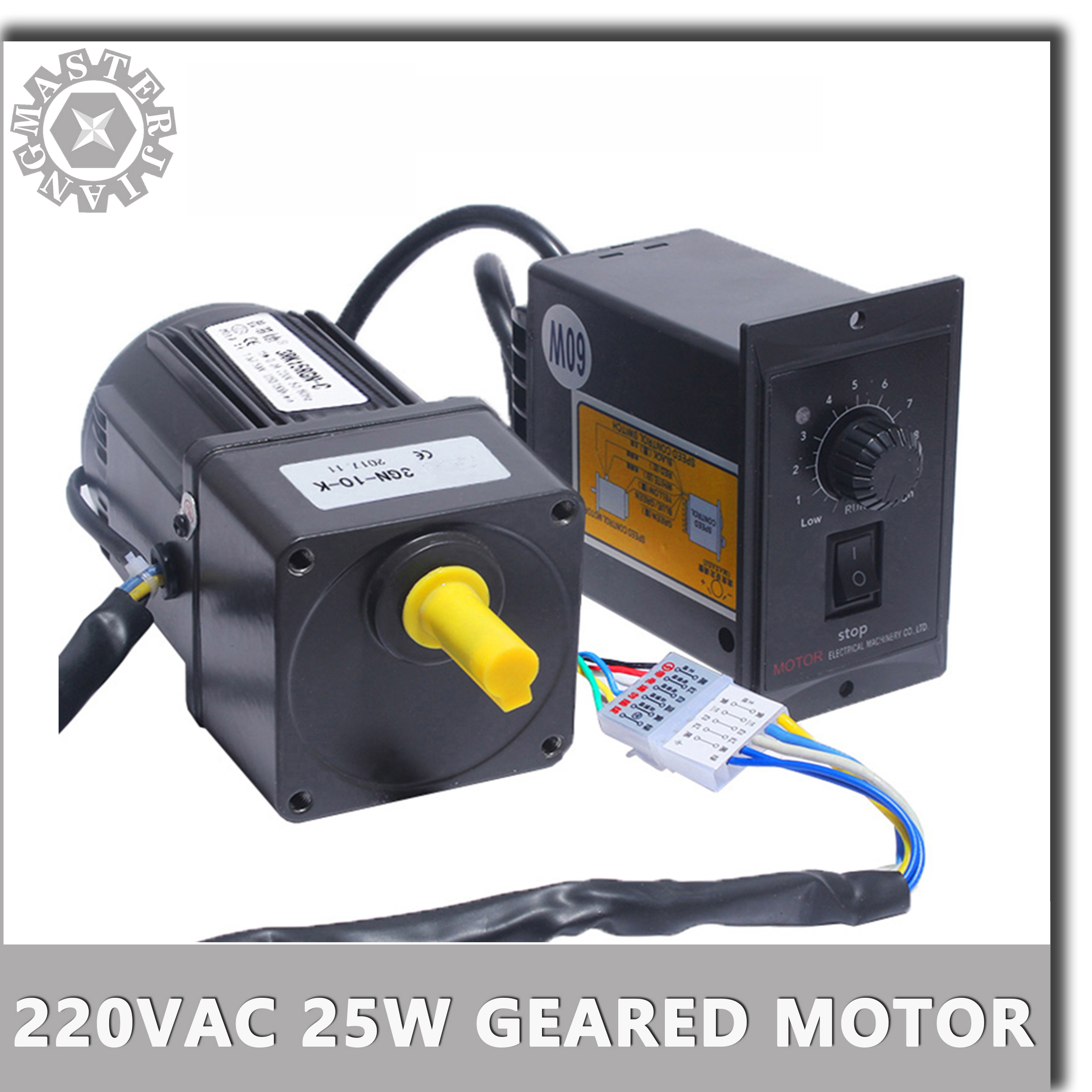 220V 25W 4RK25GN-C 415-4.2RPM AC 可逆ギア可変速モーター 1:3-1:300 AC ギア減速機モーター ギア付きモーター。