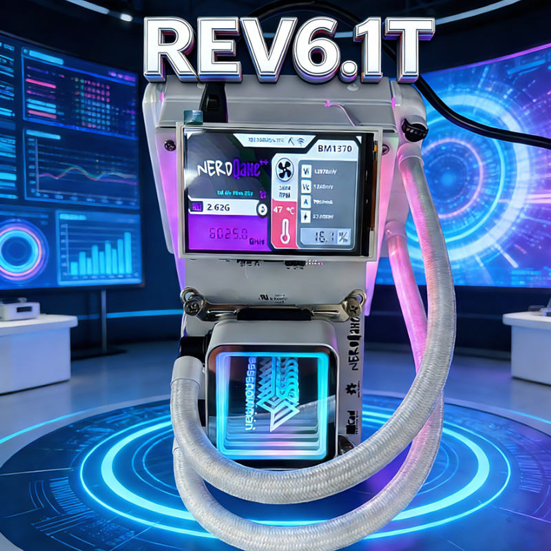 3.5 スクリーン Bitcion マイナー NerdQaxe ハイドロ Rev 6.1 6TH/s 100 ワット REV6 BTC マイニングマシン BM1370 チップ Sha-256 アルゴリズム電源