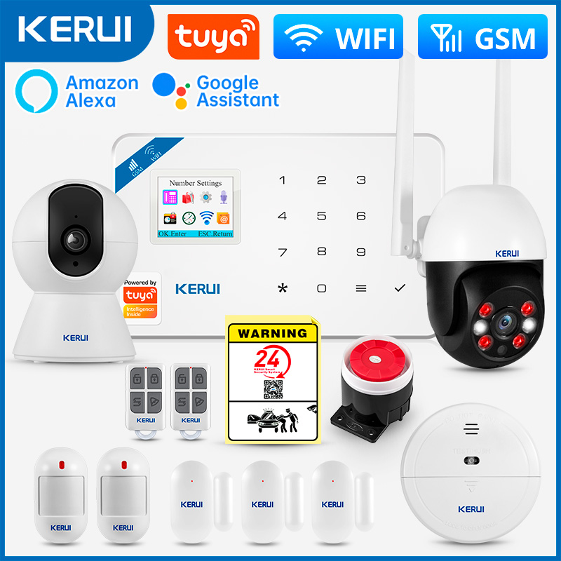 KERUI W181 警報システムセキュリティホーム WIFI GSM 警報 Tuya スマートモーション検出器ドアセンサー盗難 IP カメラワーク Alexa Google