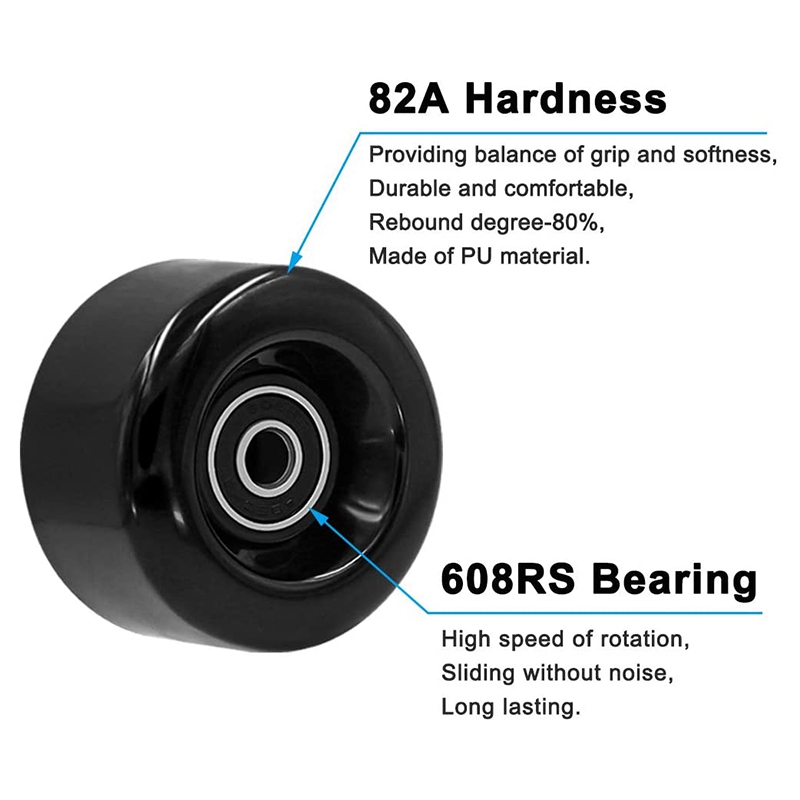 AB94-4Pcs Roller Skate Wheels With Bearings For Double Row Skating,Outdoor/Indoor Quad Skates And Skateboard,32Mm X 58Mm 82A