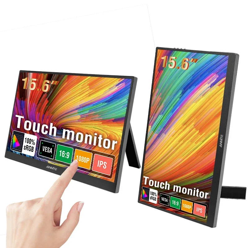 Anmite 15.6 インチタッチポータブルモニター 1080P HDR IPS ゲームモニター USB TYPE C HDMI 電話ラップトップデスクトップスイッチ PS4 XBOX