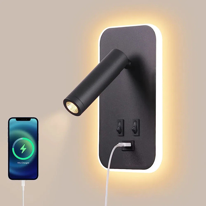 ベッドサイド読書壁ランプ北欧モダンな LED ウォールライトスイッチ付き USB 屋内照明部屋の装飾寝室リビングルーム燭台