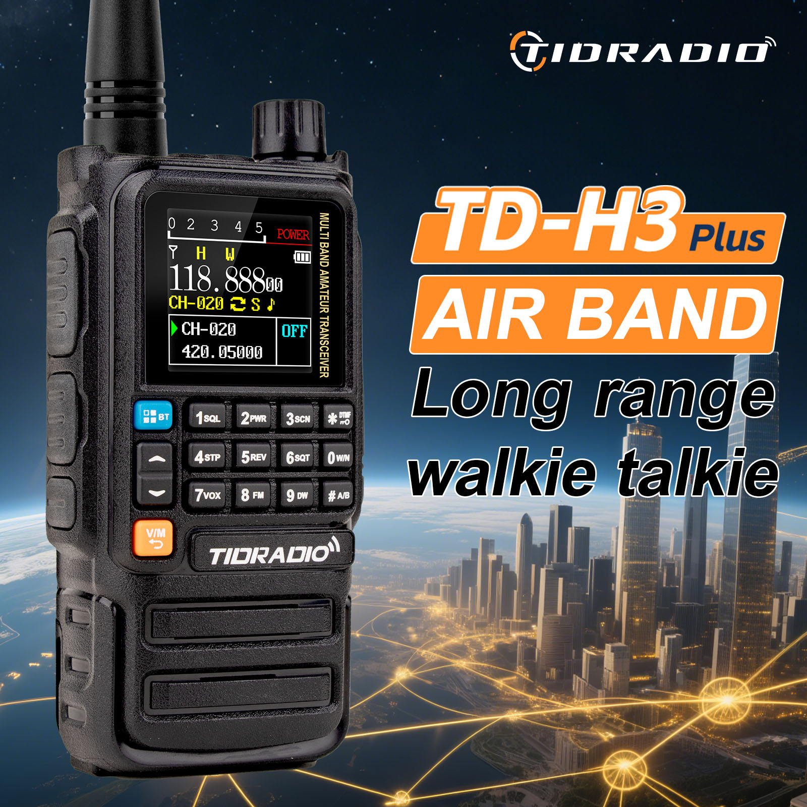 TIDRADIO H3 Plus Global Walkie Talkie Repeater Bluetooth Answerphone Air Band Long Range Radio Wireless Programming Three Models