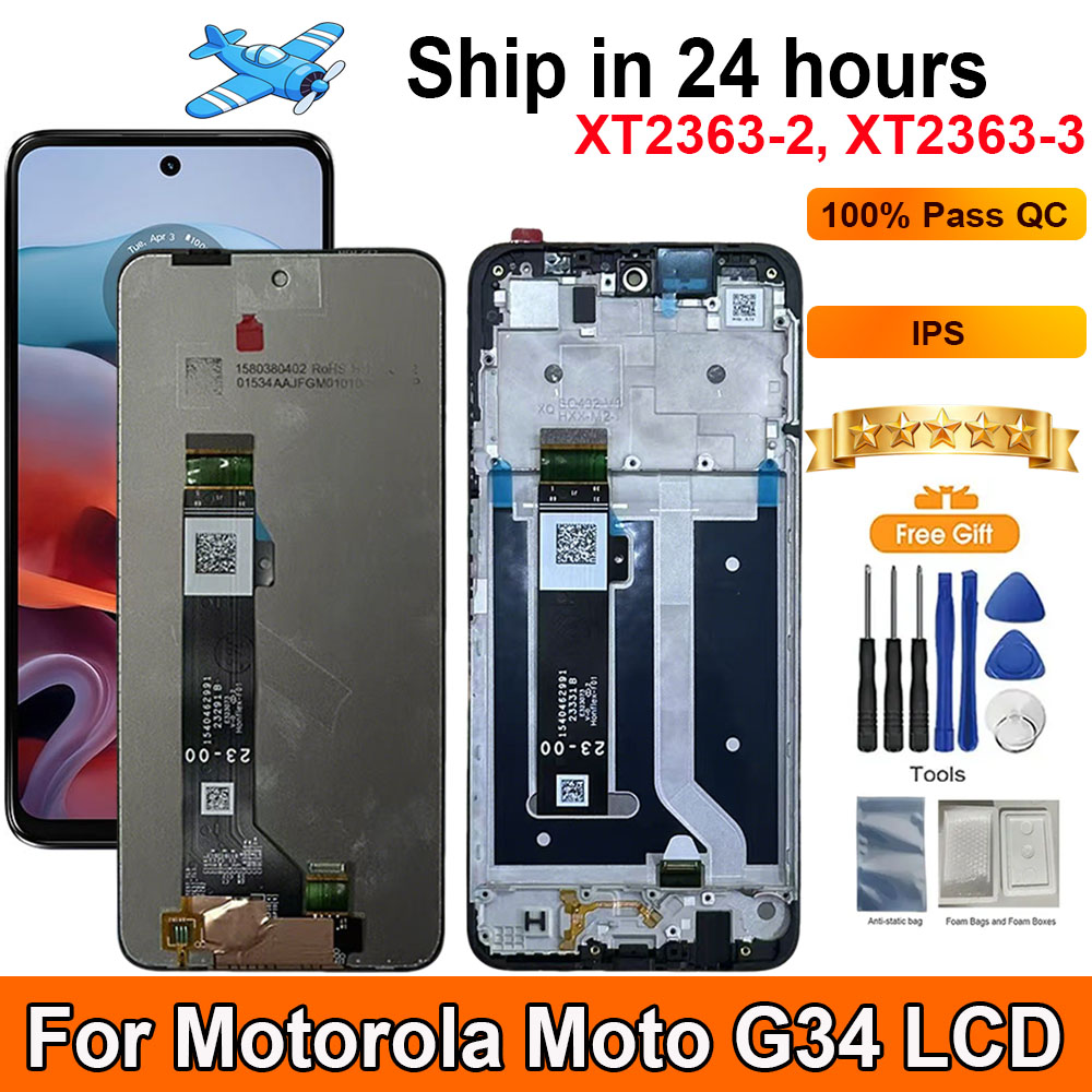 6.5''モトローラ Moto G34 液晶ディスプレイタッチパネルデジタイザ AAssembly フレームディスプレイ交​​換用 Moto G34 画面