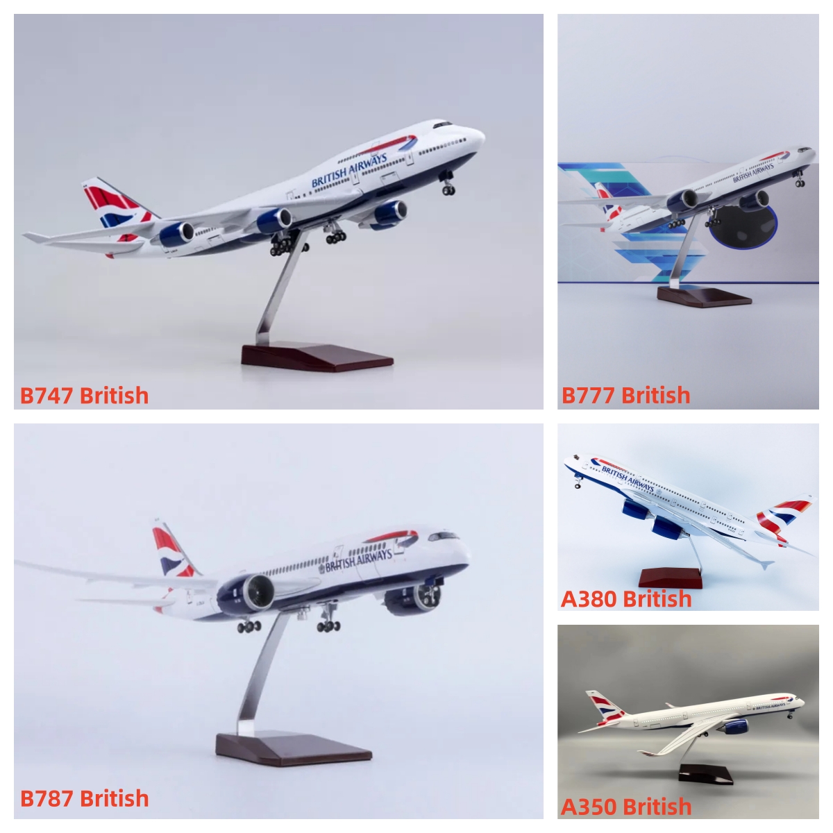 おもちゃ飛行機スケール A350 47 センチメートルブリティッシュエアウェイズ 350 /380/787/777/747 航空機モデル航空モデルライトホイールダイキャスト樹脂飛行機