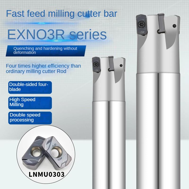 EXN03R 荒加工用高送りミーリングホルダー、金属加工用 LNMU0303ZER インサートを備えた刃先交換式ミーリングアーバー
