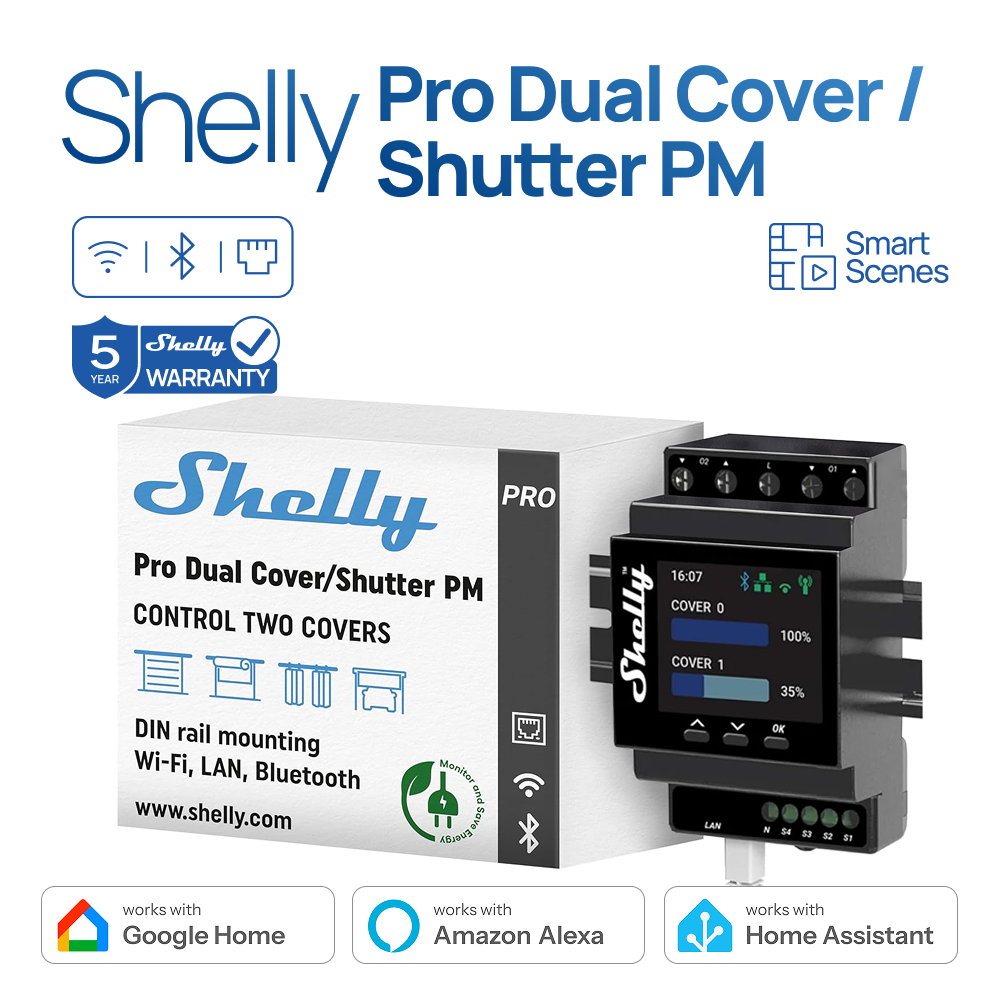 Shelly Pro デュアル カバー/シャッター PM Wifi プロフェッショナル DIN レール スマート シャッター コントローラー パワー メータリング機能 16A