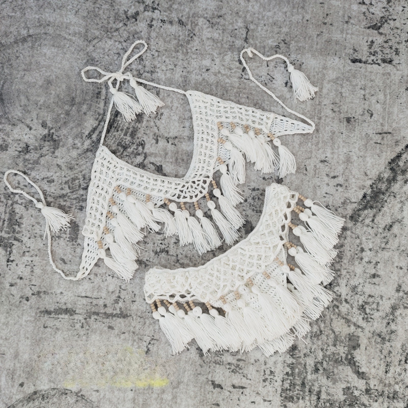 Fashion Patchwork Tassel Bathing Suit Women Chic Knitted Bandage High Cut Thong Bikini Push Up 2025 New Vacation Beach Swimwear