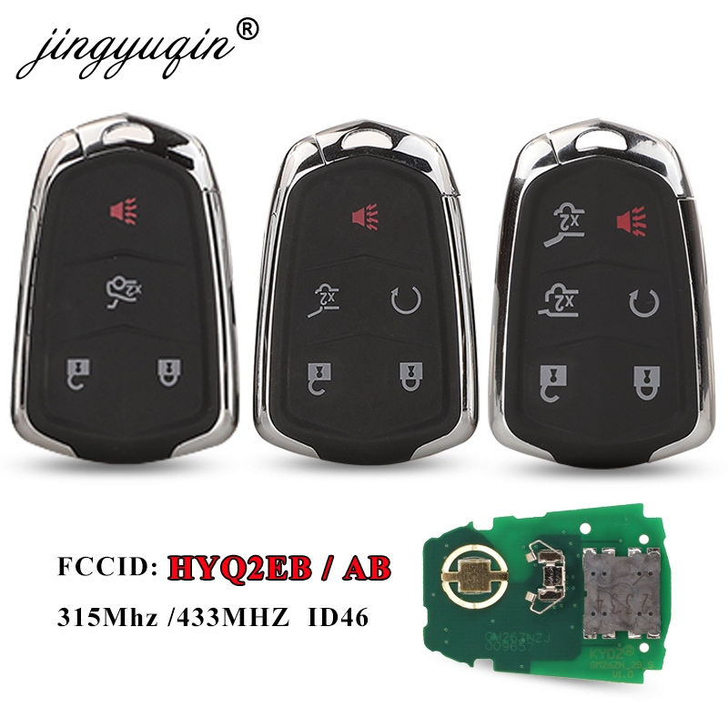 Jingyuqin 315/433Mhz ID46 スマートリモートキーフォブキャデラックエスカレード/エスカレード ESV 2015-2019 XTS CTS CT6 ATS HYQ2EB HYQ2AB