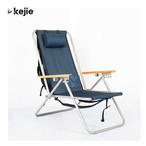 Kejie モダンなスチール製屋外ポータブル折りたたみバックパックビーチチェア、耐荷重 250 ポンド、600D ポリエステル生地、持ち運びが簡単なデザイン