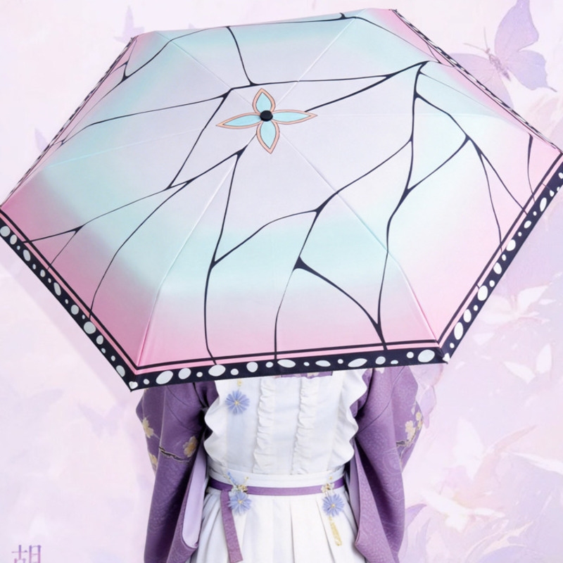 漫画蝶プリント傘日雨デュアルユース UV 保護強化防風日焼け止め屋外コスプレアクセサリーギフト