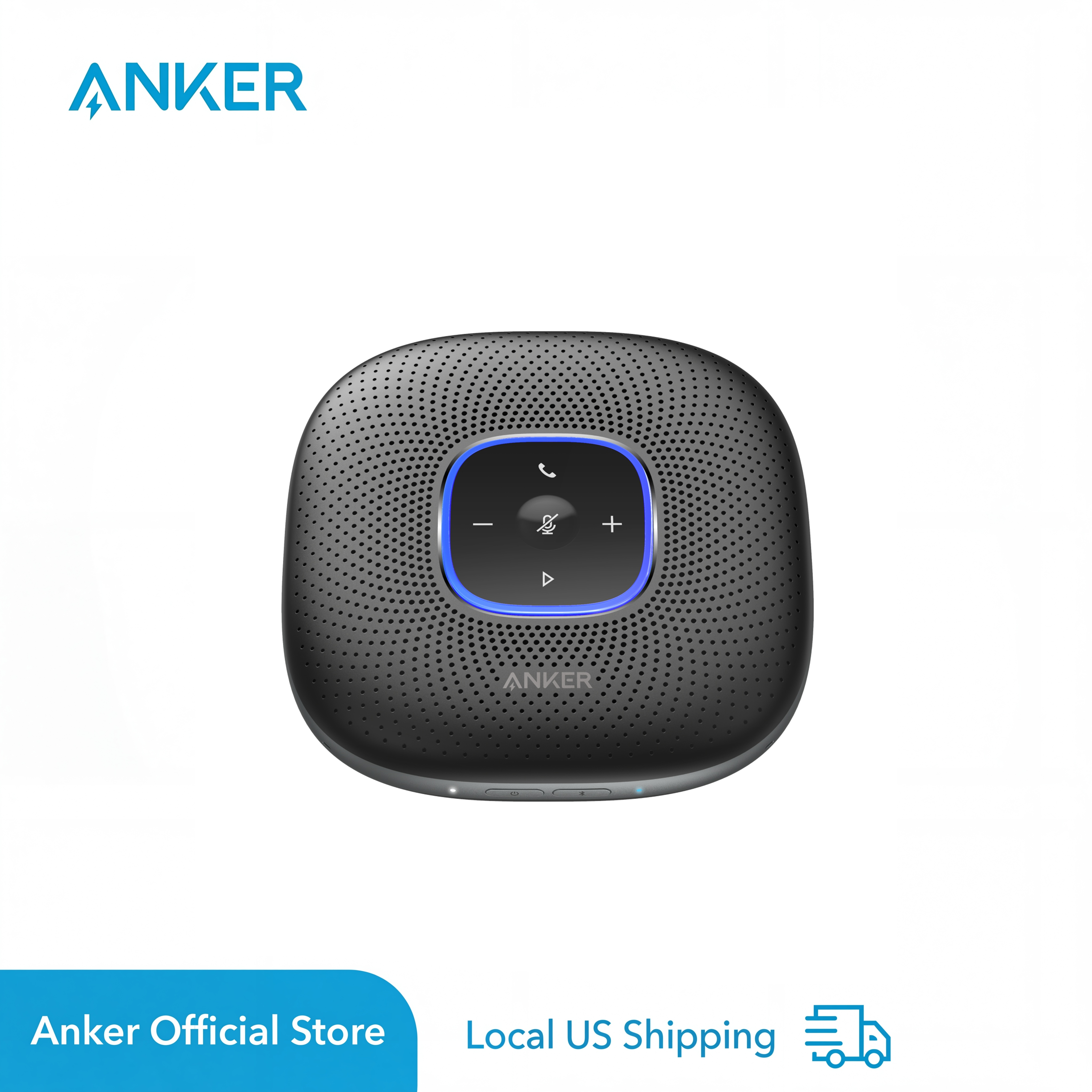 Anker PowerConf スピーカーフォン、Zoom 認定会議スピーカー、マイク 6 個、360° 強化音声ピックアップ (再生品)