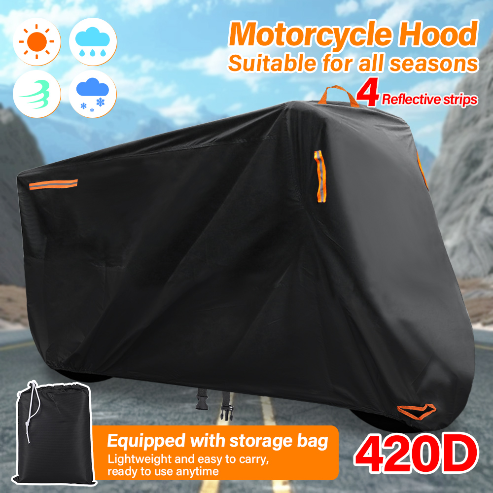 3XL 厚手 420D オートバイカバーブラックデザイン防水モーター塵雨雪 UV プロテクターカバー屋内屋外 XXXXL