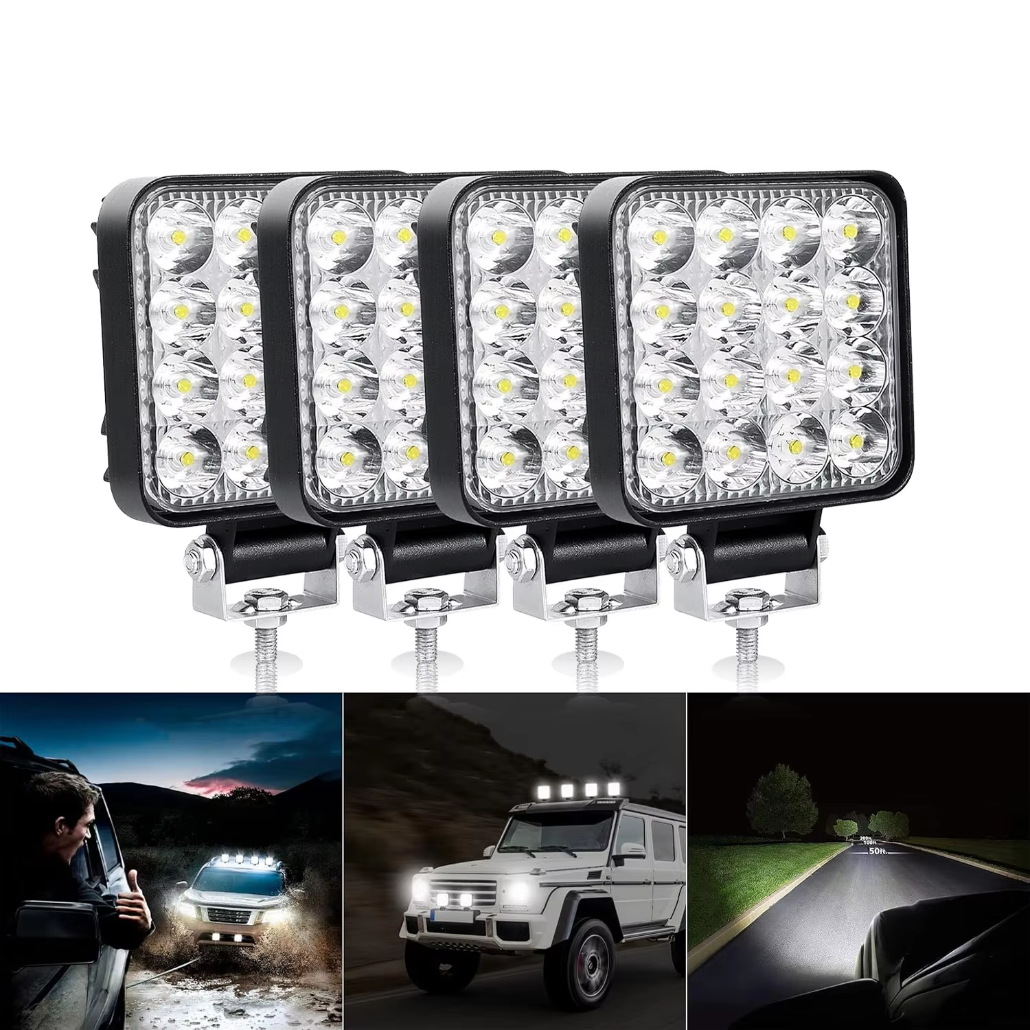 2/4 個 LED ワークライトスポットランプオフロードトラックトラクターボート SUV ATV 12V 24V 8000LM 6000K 駆動フォグランプカーアクセサリー