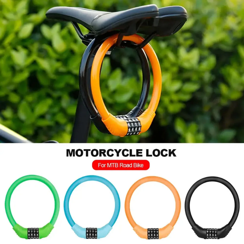 4 デジタルコード盗難防止自転車ケーブルロックステンレス鋼セキュリティロックポータブルコンビネーションコード南京錠