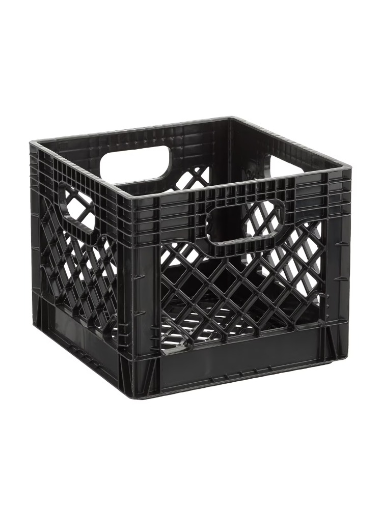 多用途な組織​​ | Juggernaut Storage 16QT 高耐久プラスチック ミルク箱 ブラック | 内蔵ハンドル付き |重い物を持ち上げたり、食料品を運ぶのに便利な、快適な内蔵サイドハンドルを装備