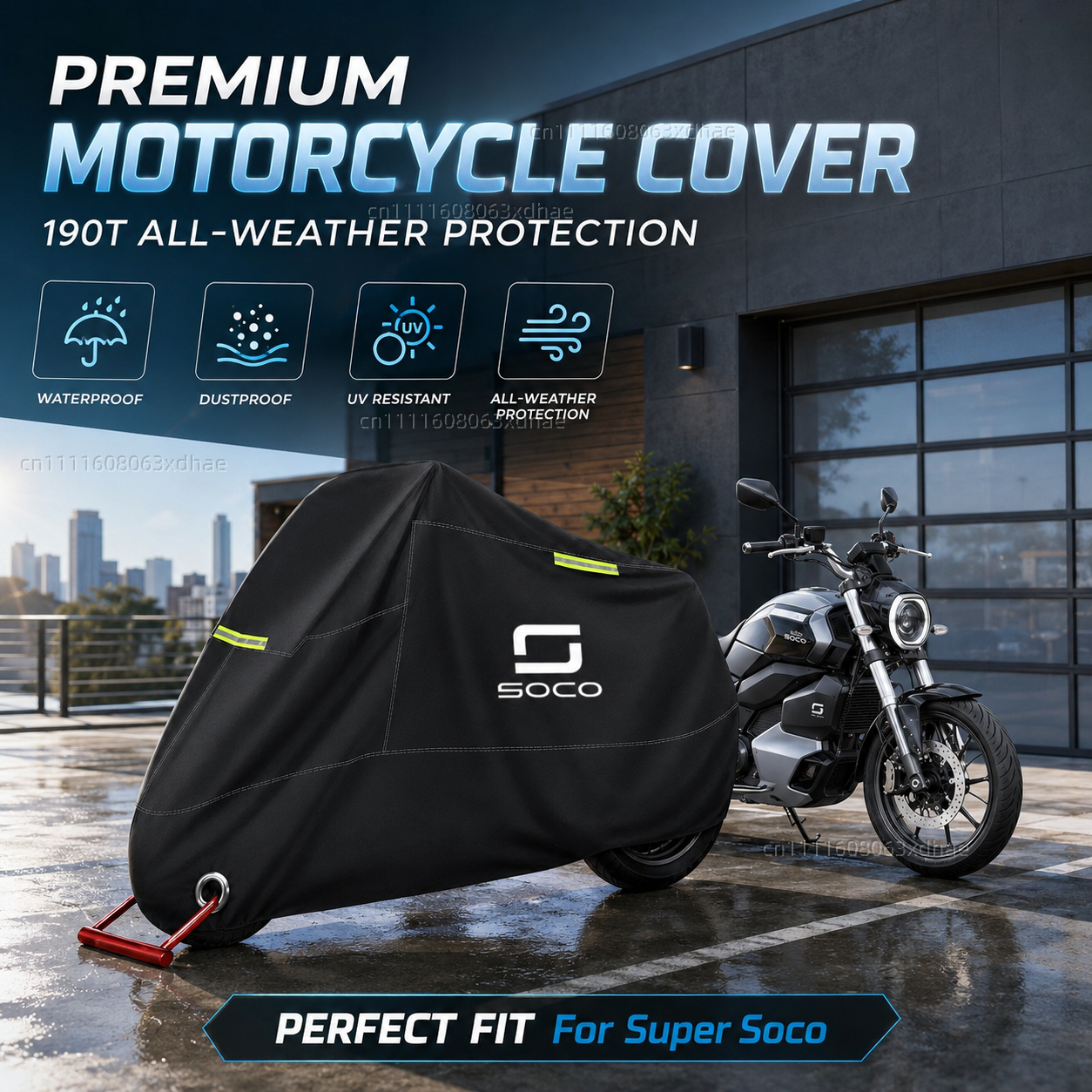 オートバイフルカバー防水雨防塵オールシーズン 190T オックスフォード生地用 Super Soco CPx CUmini CUx TC 50 TC Max