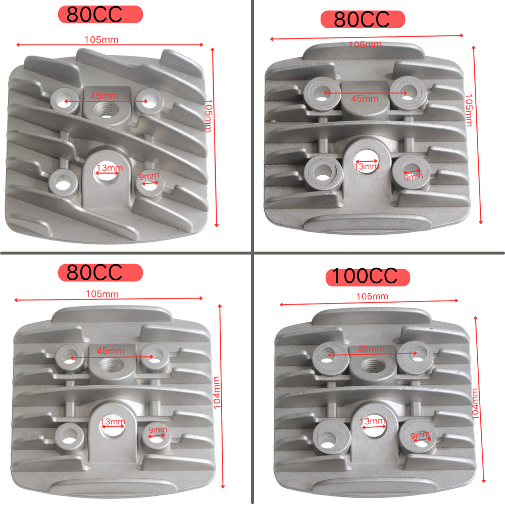 80cc 100cc シリンダーヘッドは PK80/LD80/LD90 ガス動力バイクエンジン部品真新しいバイクダブルスパークプラグ穴デザインに適合