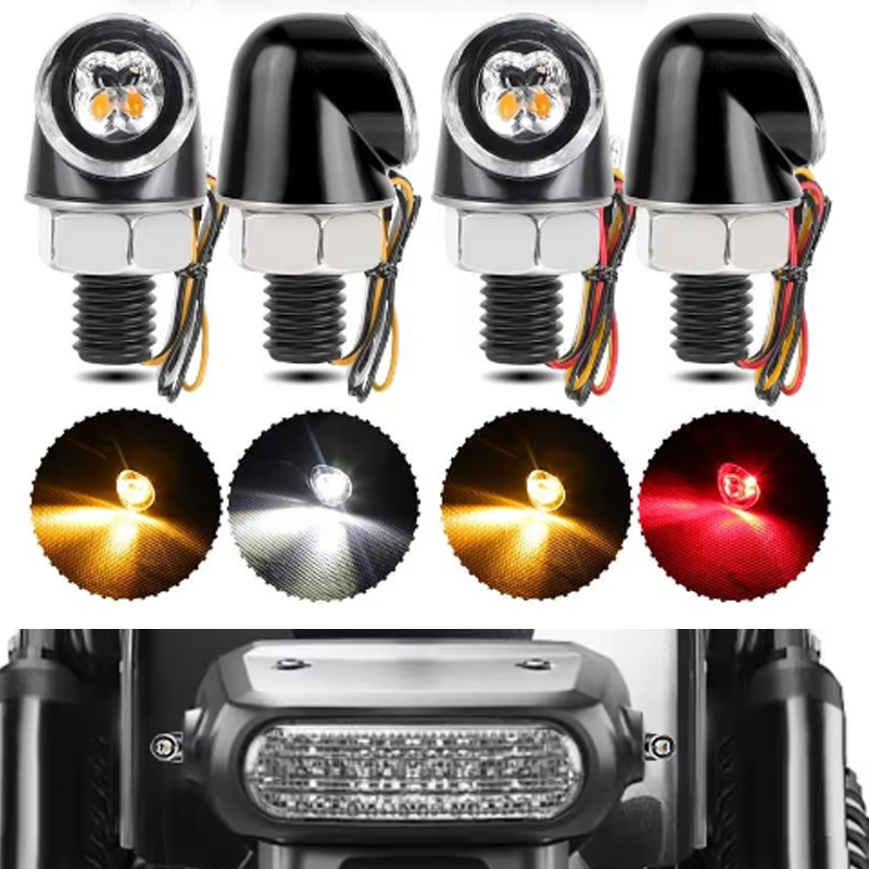 8 ミリメートルミニオートバイ LED ターンシグナルライト 12V DRL アルミインジケータフロントリアライトテールランプカフェレーサーボバーチョッパー