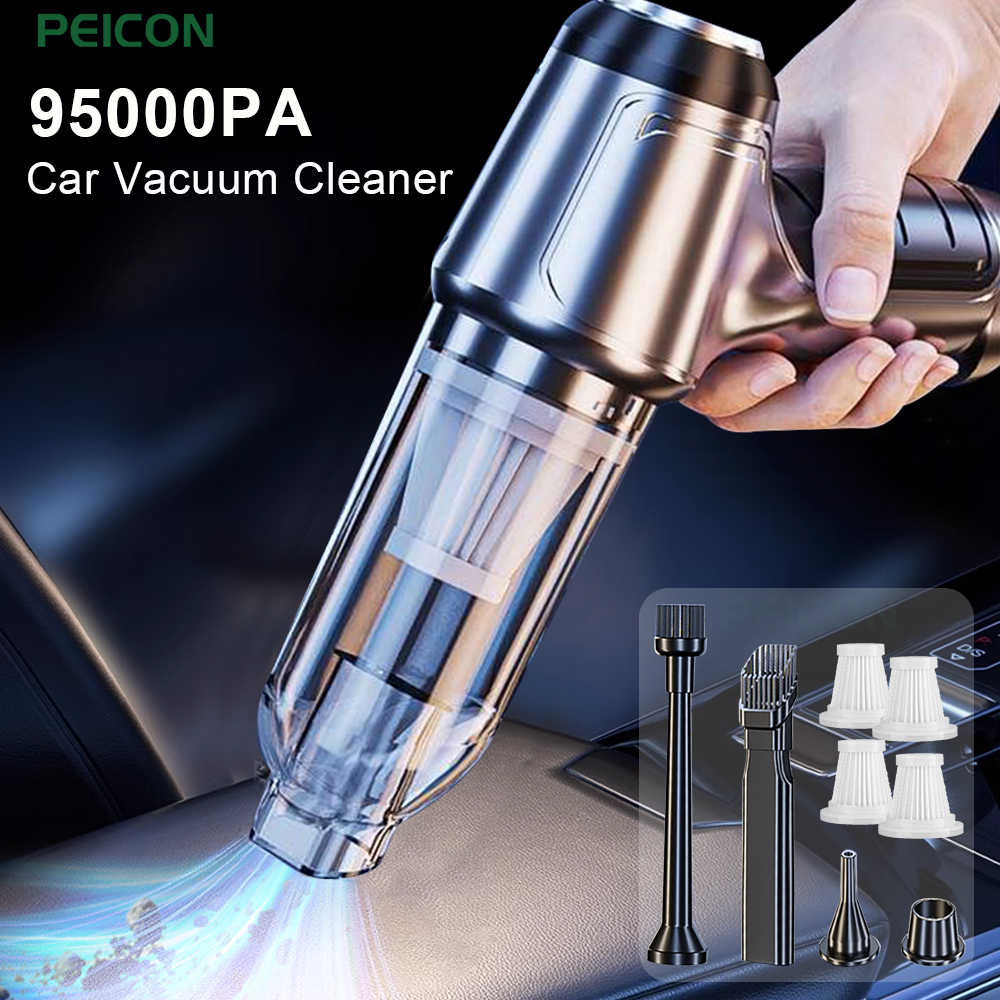 95000PA 車の掃除機強力な吸引掃除機 2in1 車用ホームワイヤレスポータブルハンドヘルド掃除機送風機