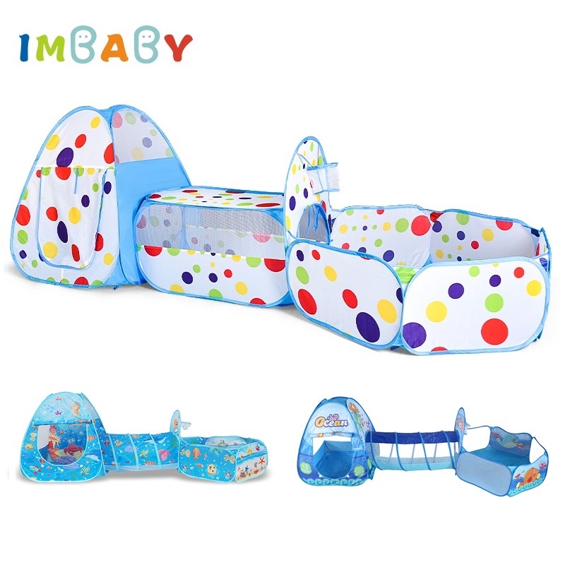 IMBABY 3 in 1 ボールプール 折りたたみテント トンネル 子供用 ボールピット ベビーサークル クロールトンネル 遊び場 囲い Demgames ゲームフェンス