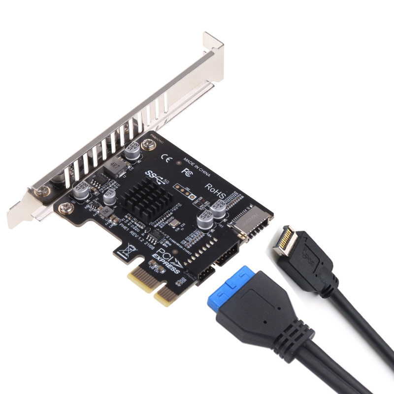 PCI-E - USB 3.0拡張カード 5Gbps Type E PCI Expressカード 19/20ピンヘッダー（Type Cフロントパネルマウントアダプタ用）