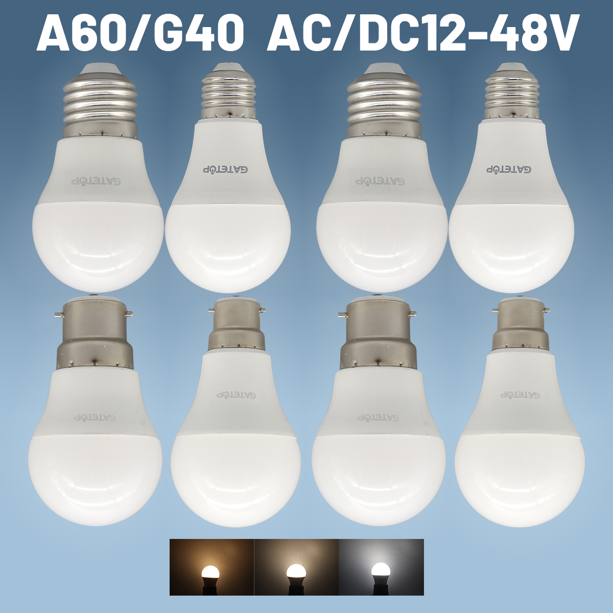 8 個のエネルギー効率の高い LED 電球 AC DC 12V-48V バブルボール電球 E27 B22 3W 5W 10W スポット電球家庭用照明用