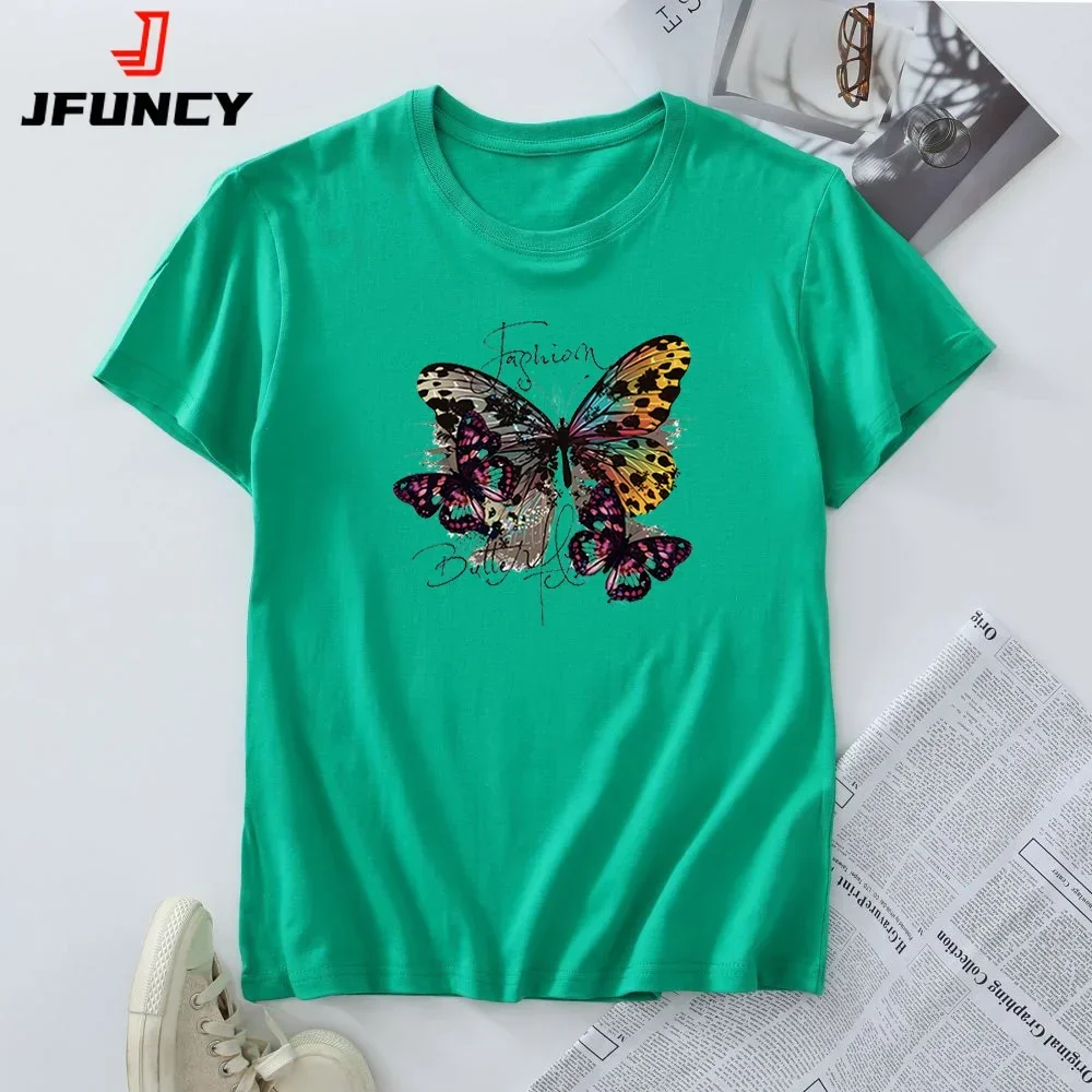 プラスサイズ半袖 Tシャツ綿 100% 夏の女性トップス 2024 女性グラフィック Tシャツ女性の Tシャツファッション女性の Tシャツ