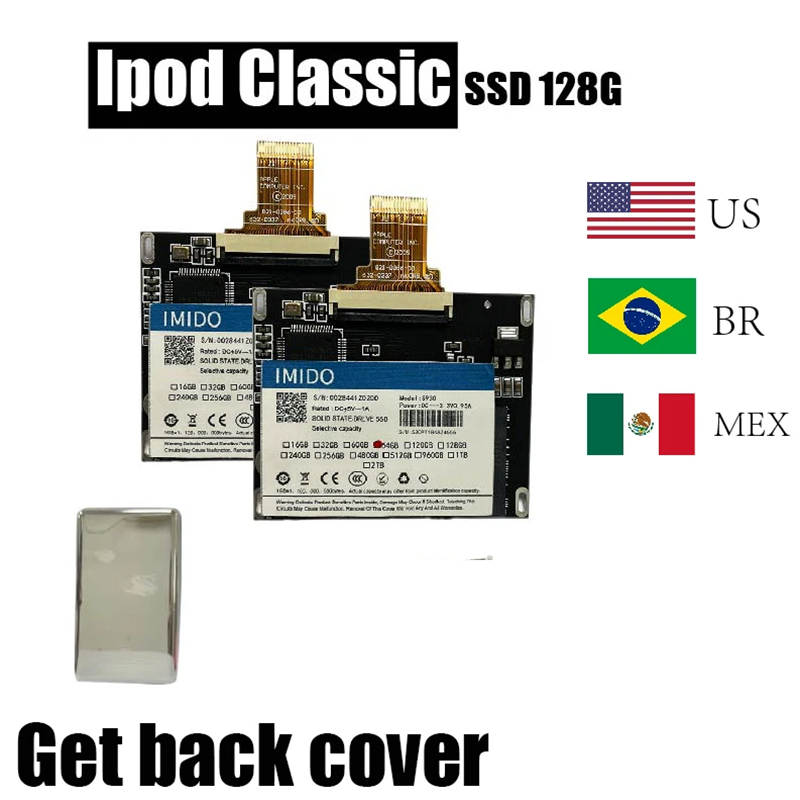 iPod Classic/ビデオアップグレードキット SSD 128GB 付属パーツ第 5 世代、第 6 世代、第 7 世代バックカバー/インストーラーツールキット (iPod ビデオ/クラシック用)